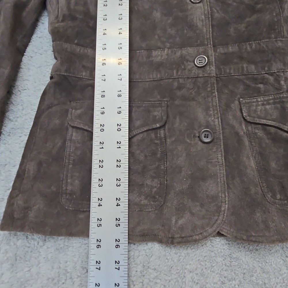 Liz Claiborne Genuine Suede Leather Blazer Jacket Brown Size Medium Y2K - Picture 5 of 9